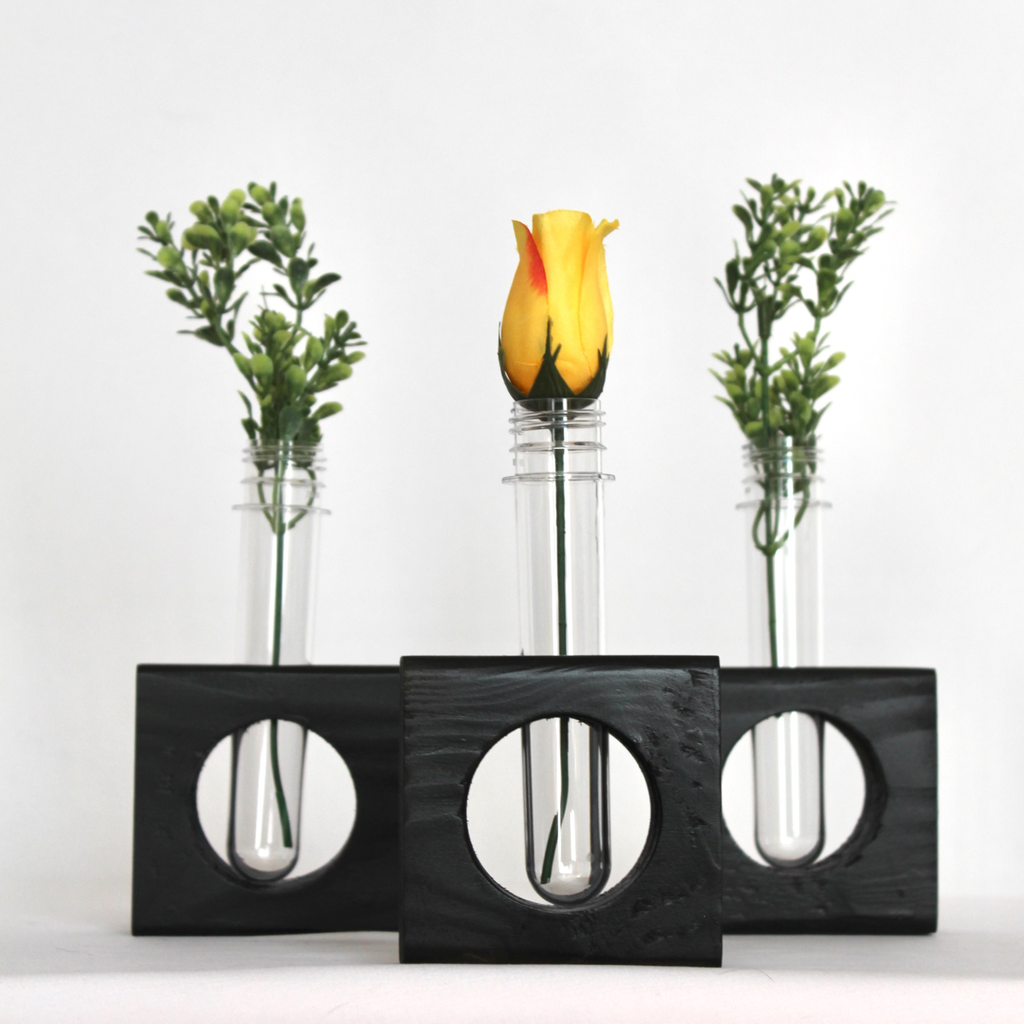 Modern Wooden Bud Vases (Set of 3)