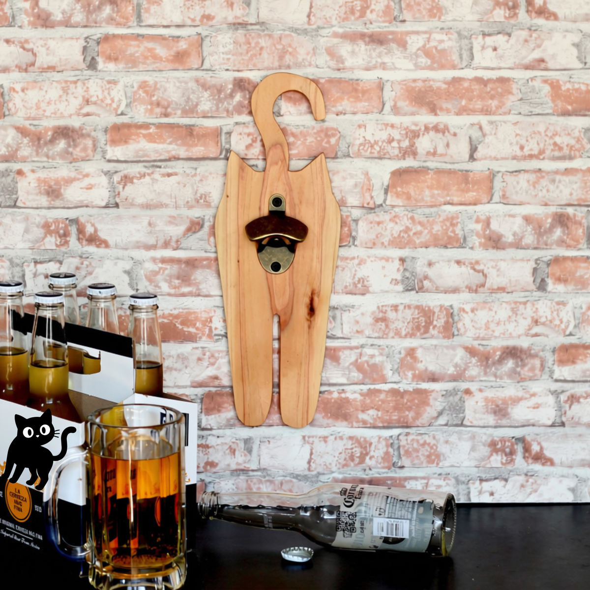 Wooden cat butt  bottle opener novelty gift cat lover joke gift for beer drinkers