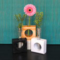 Set of 3 black white and Wooden bud vases with test tube flower holders minimalist desk decor 